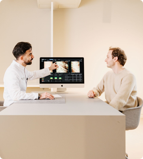 doctor analyzing patient's hair